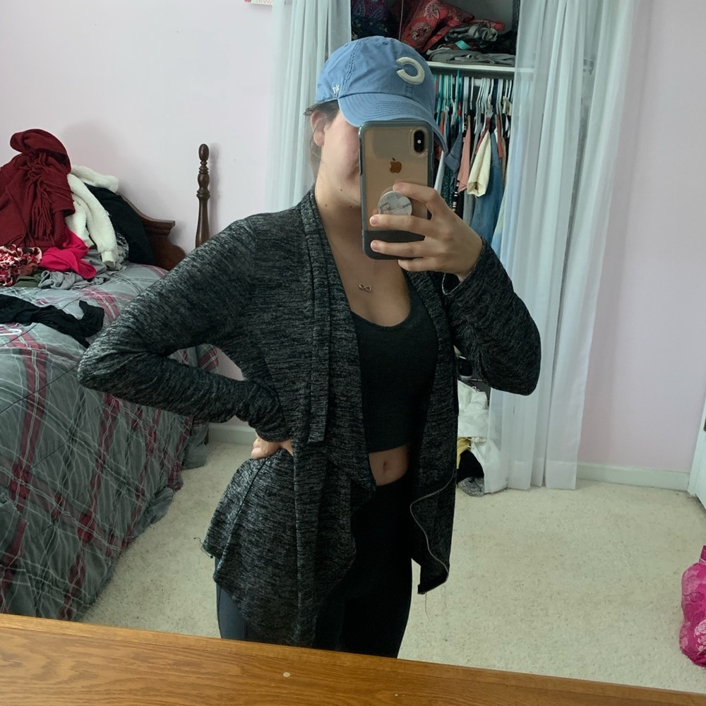 Charlotte Russe Gray Zipper Cardigan